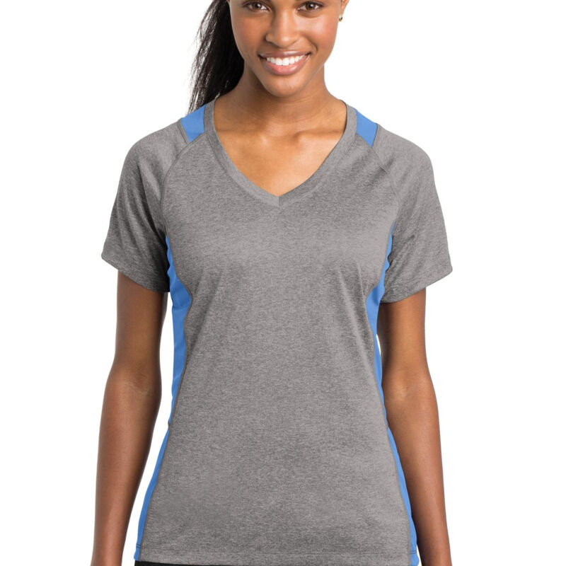 Women's Heather Colorblock Contender V Neck Tee Thumbnail