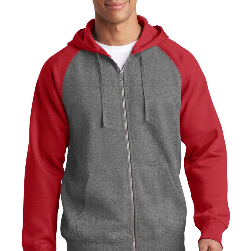 Raglan Colorblock Full Zip Hooded Fleece Jacket Thumbnail