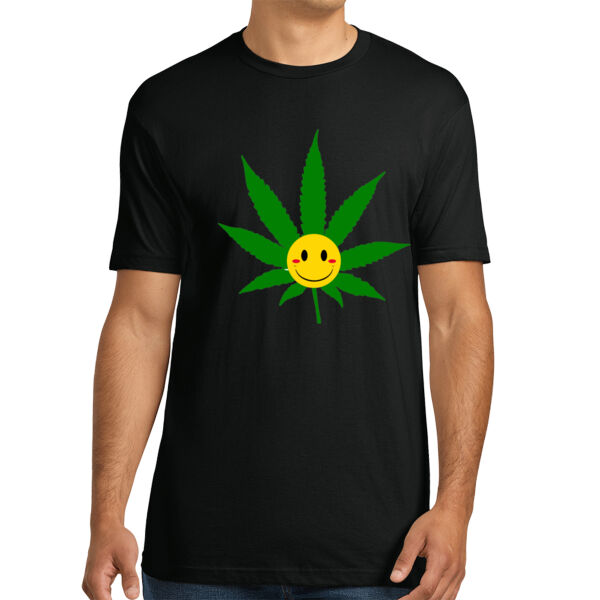 Smiley Weed Leaf - Unisex Cotton Tee Thumbnail