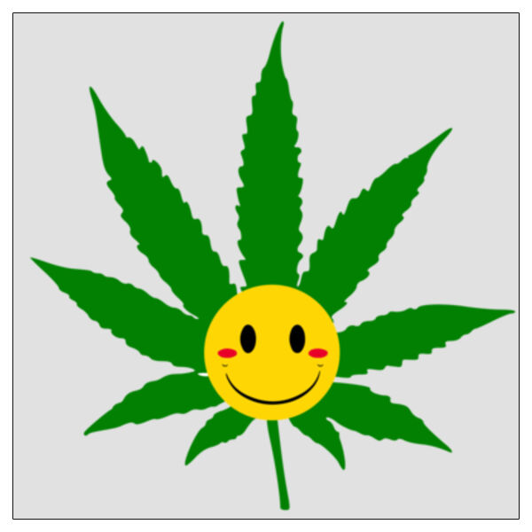 Smiley Weed Leaf - 11x11 DTF Transfer Thumbnail