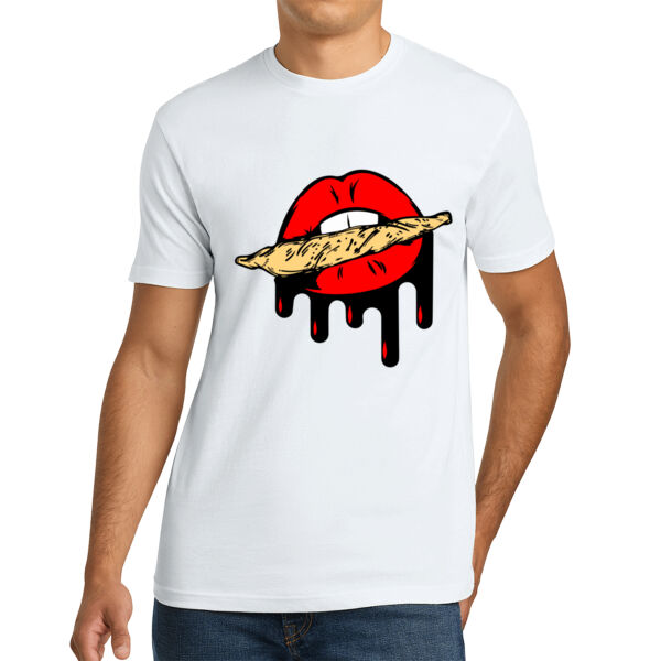 Juicy Lips with a Joint - Unisex Cotton Tee Thumbnail