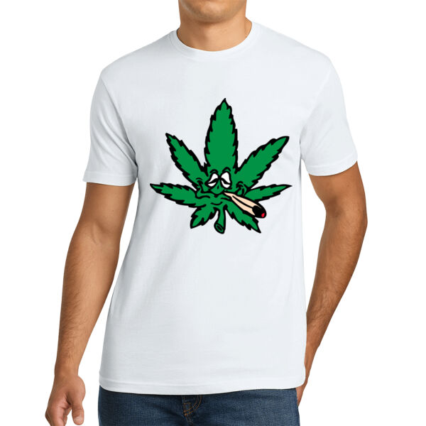 Smoking Leaf Charicture - Unisex Cotton Tee Thumbnail
