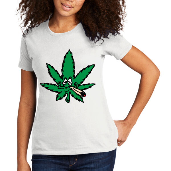 Smoking Leaf Charicture - Women's T-Shirt Thumbnail