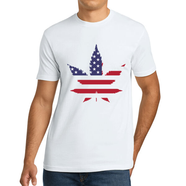 American Flag Weed Leaf - Unisex Cotton Tee Thumbnail
